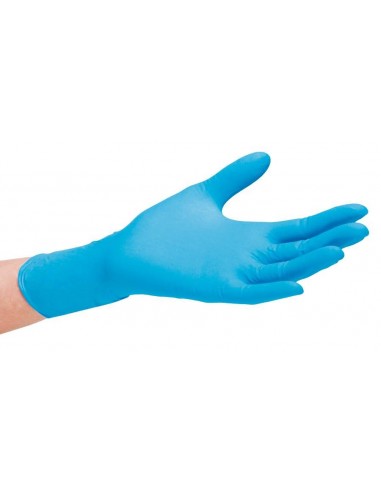 Guante examen nitrilo sin polvo talla XL color azul caja 100 uds