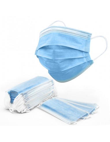 3 LAYERS IIR SURGICAL MASK WITH RUBBER BANDS, BLUE, 50 UNITS BOX