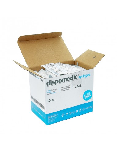 Three piece syringe 2 ml luer 100 unit box