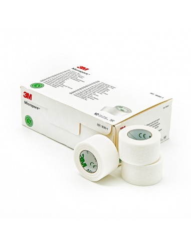 Esparadrapo papel micropore color blanco 2.5 cm x 9.14 m caja 12 uds
