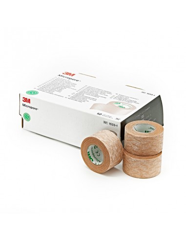 Adhesive tape micropore paper skin color 2.5 cm x 9.14 m 12 unit box
