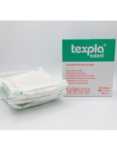 Sterile TNT gauze 10 x 10 cm of 4 layers packed in 8 sachets of 5 units
