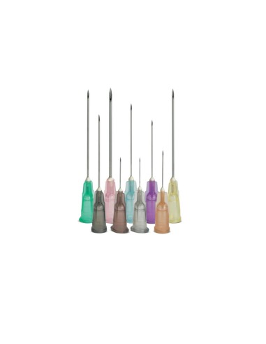 Hypodermic needle 19G 1.1 mm x 32 mm 100 unit box yellow color